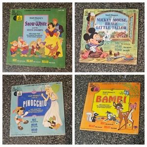Vintage Collection of Disney Vinyl Records and Books